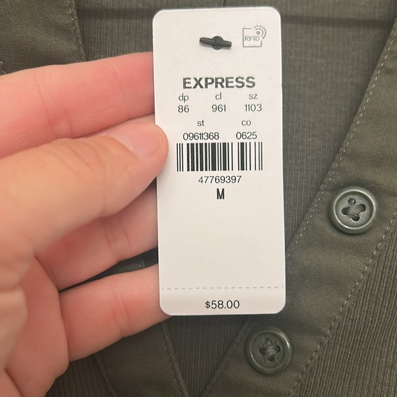 NWT Express V-Neck Long Puff Sleeve Henley Bodysuit Size Medium - Picture 7 of 9